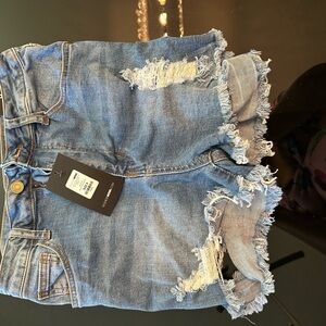 Distressed Blue Denim Shorts